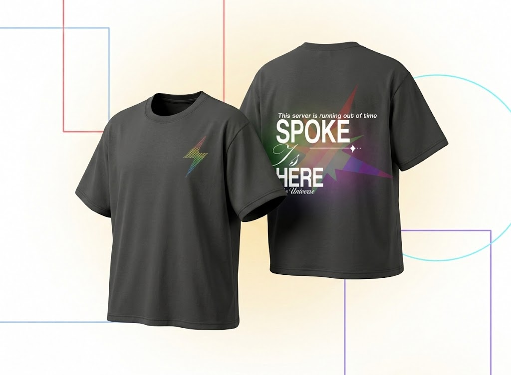 Spoke Is Here tee front and back